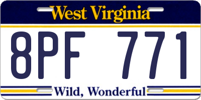 WV license plate 8PF771