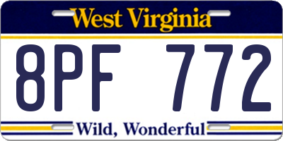 WV license plate 8PF772
