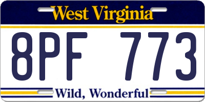 WV license plate 8PF773