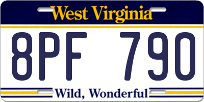 WV license plate 8PF790