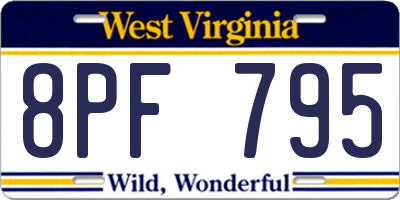 WV license plate 8PF795