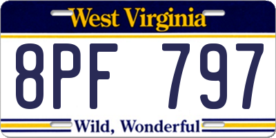 WV license plate 8PF797