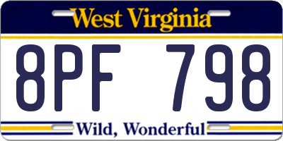 WV license plate 8PF798
