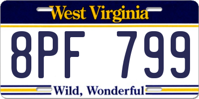WV license plate 8PF799