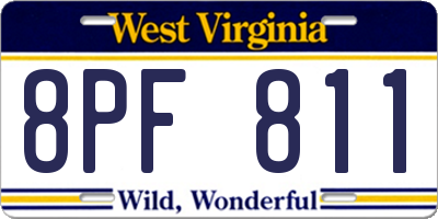 WV license plate 8PF811