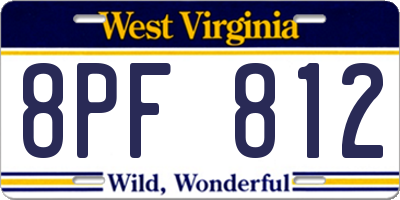 WV license plate 8PF812