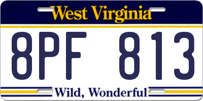 WV license plate 8PF813