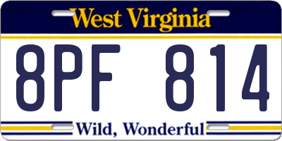 WV license plate 8PF814