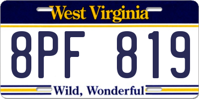 WV license plate 8PF819