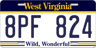 WV license plate 8PF824