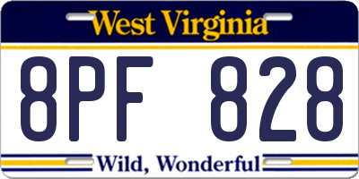 WV license plate 8PF828
