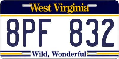 WV license plate 8PF832