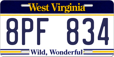 WV license plate 8PF834