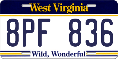 WV license plate 8PF836