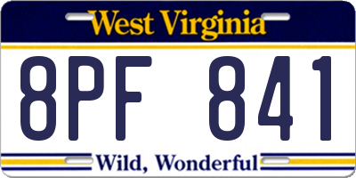 WV license plate 8PF841