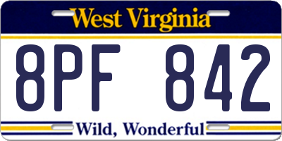 WV license plate 8PF842