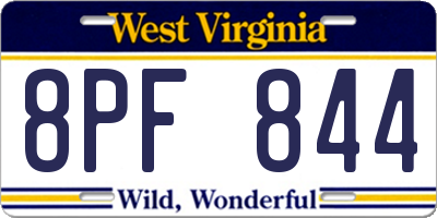 WV license plate 8PF844