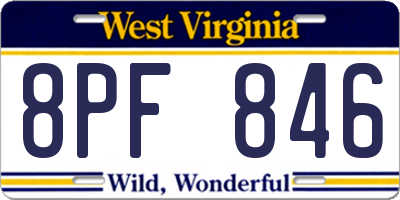 WV license plate 8PF846