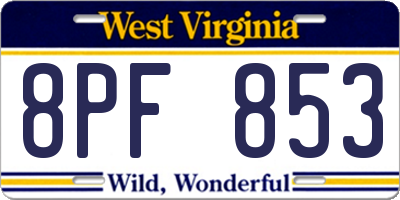 WV license plate 8PF853