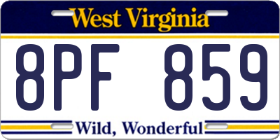 WV license plate 8PF859