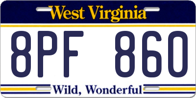 WV license plate 8PF860