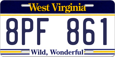 WV license plate 8PF861