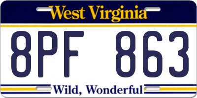 WV license plate 8PF863