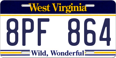 WV license plate 8PF864