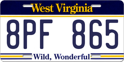 WV license plate 8PF865