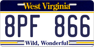 WV license plate 8PF866