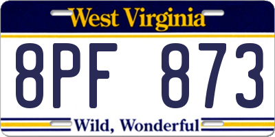 WV license plate 8PF873