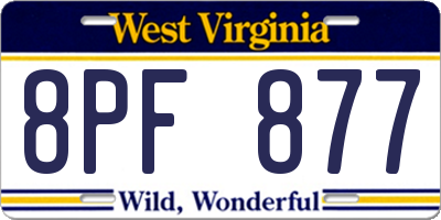 WV license plate 8PF877