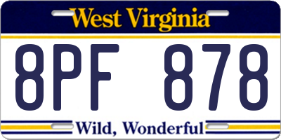 WV license plate 8PF878