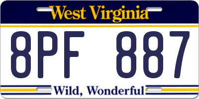 WV license plate 8PF887