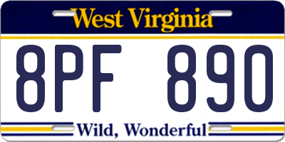 WV license plate 8PF890