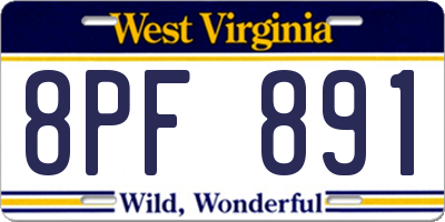 WV license plate 8PF891