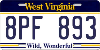 WV license plate 8PF893