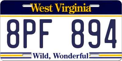 WV license plate 8PF894