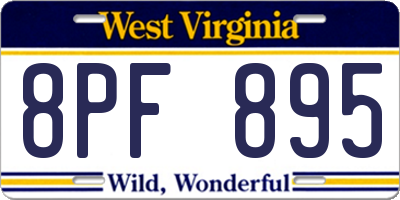 WV license plate 8PF895