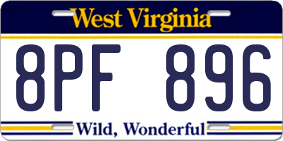 WV license plate 8PF896