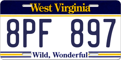 WV license plate 8PF897