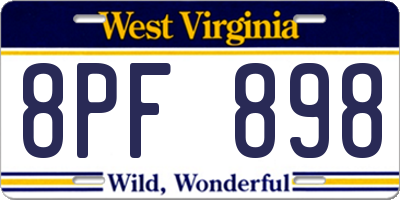WV license plate 8PF898