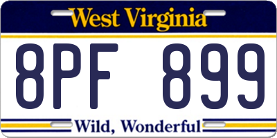 WV license plate 8PF899