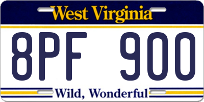 WV license plate 8PF900