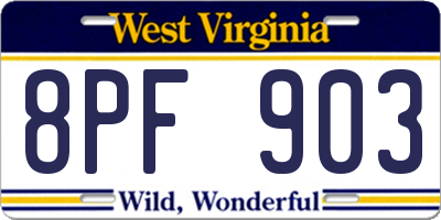 WV license plate 8PF903