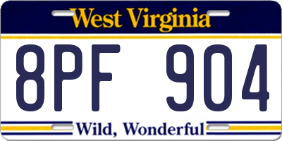 WV license plate 8PF904