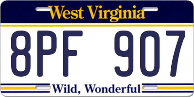 WV license plate 8PF907