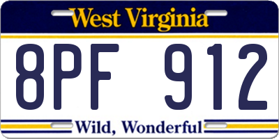 WV license plate 8PF912