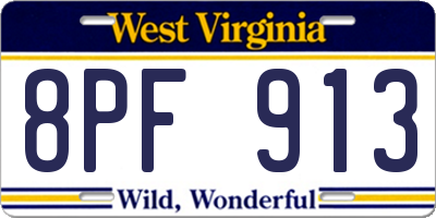WV license plate 8PF913