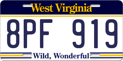WV license plate 8PF919